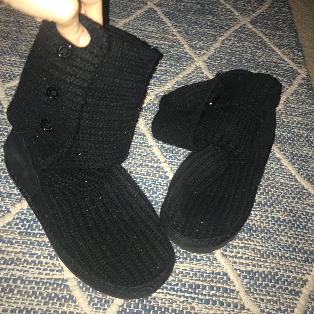 Black cozy roll down boots
